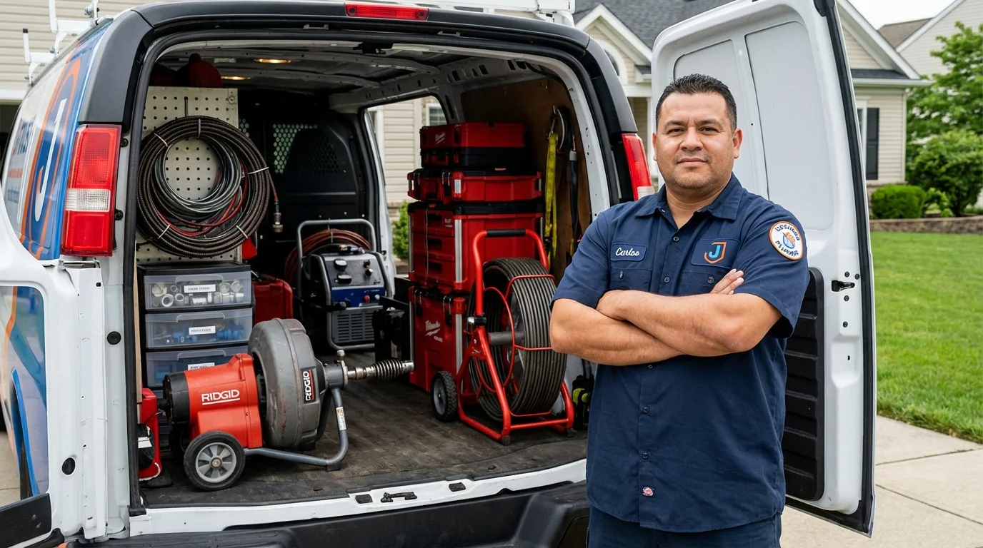 Professional drain cleaning equipment and Johns Plumbing LLC plumber in Blue Springs