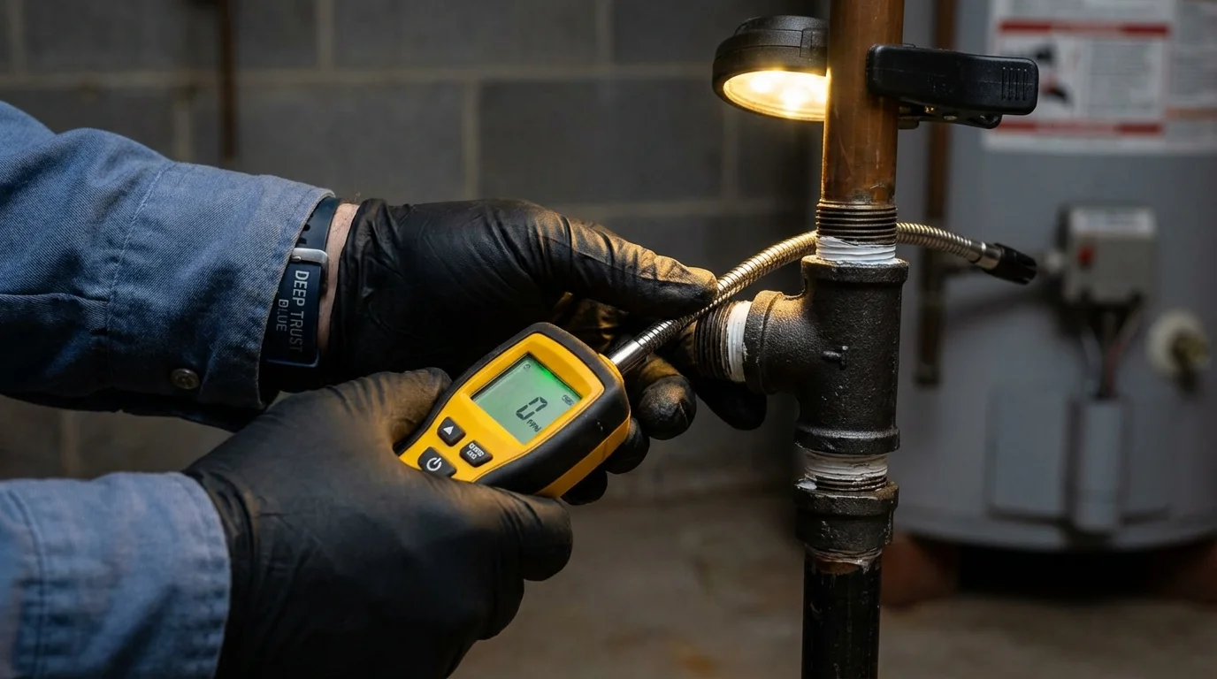Gas leak detection with electronic sniffer by Johns Plumbing LLC in Blue Springs