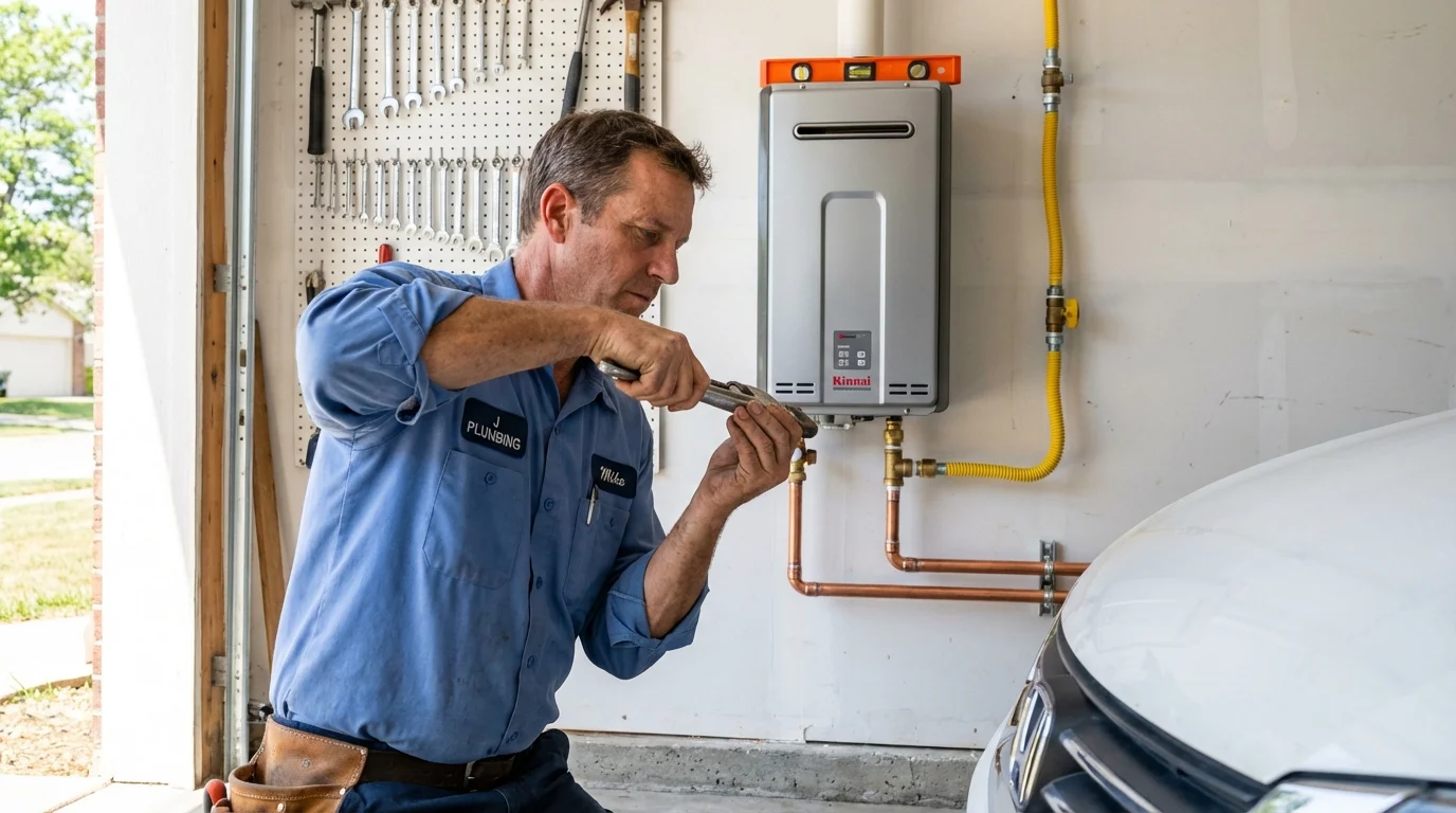 Tankless water heater installation by a Johns Plumbing LLC plumber in Blue Springs